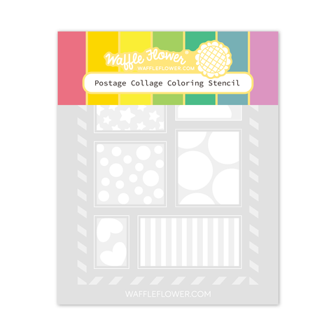 WAFFLE FLOWER: Postage Collage Coloring | Stencil
