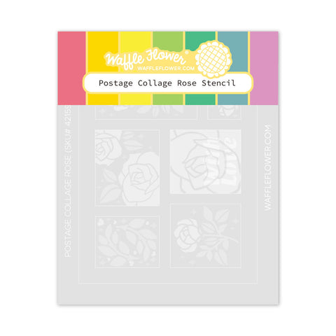 WAFFLE FLOWER: Postage Collage Rose | Stencil