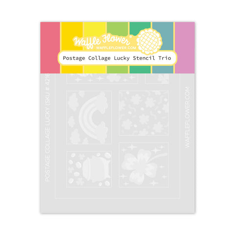 WAFFLE FLOWER: Postage Collage Lucky | Stencil