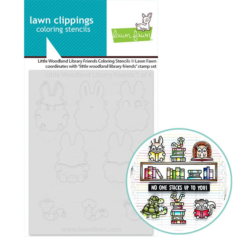 LAWN FAWN: Little Woodland Library Friends | Coloring Stencil