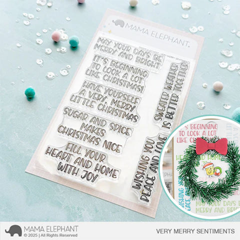 MAMA ELEPHANT: Very Merry Sentiments | Stamp