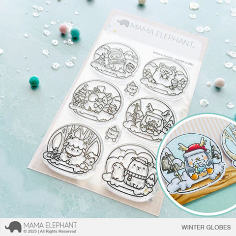 MAMA ELEPHANT: Winter Globes | Stamp
