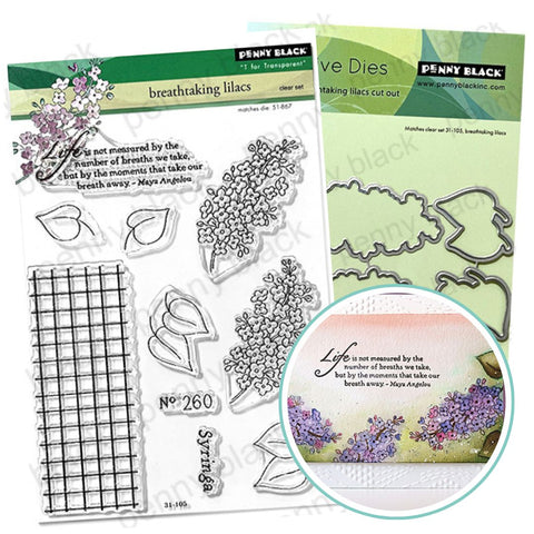 PENNY BLACK : Breathtaking Lilacs | Stamp & Die Bundle