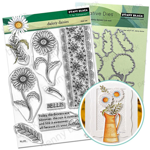 PENNY BLACK : Dainty Daisies | Stamp & Die Bundle