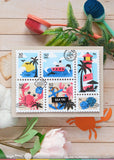 WAFFLE FLOWER: Postage Collage Coastal | Stencil