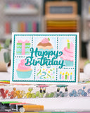 WAFFLE FLOWER:  Happy Birthday Script Word | Die
