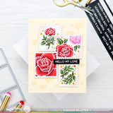 WAFFLE FLOWER: Postage Collage Rose | Stencil