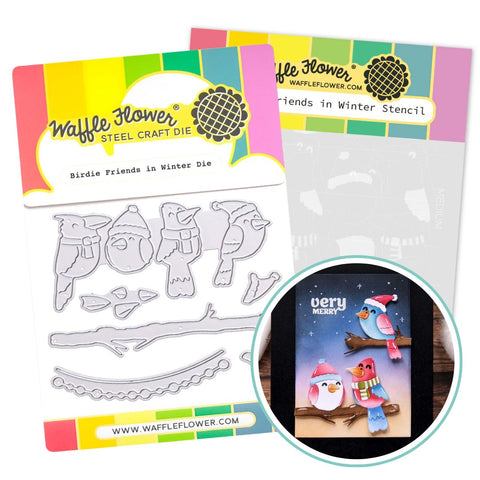 WAFFLE FLOWER: Birdie Friends in Winter | Stencil & Die
