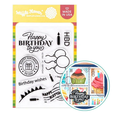 WAFFLE FLOWER: Postage Collage Birthday | Stamp
