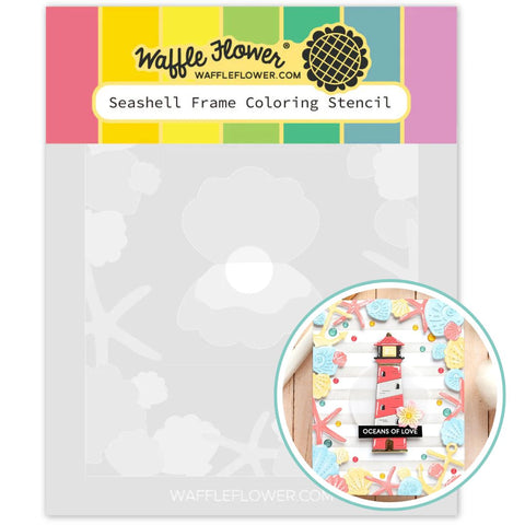 WAFFLE FLOWER: Seashell Frame | Coloring Stencil