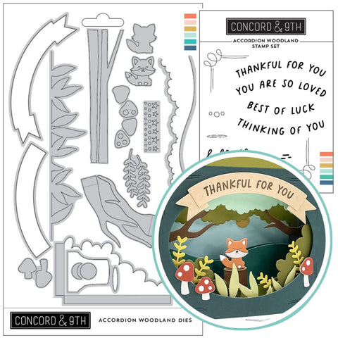 CONCORD & 9 th : Accordion Woodland | Stamp & Die Bundle