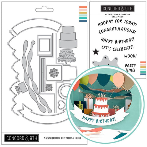 CONCORD & 9 th : Accordion Birthday | Stamp & Die Bundle