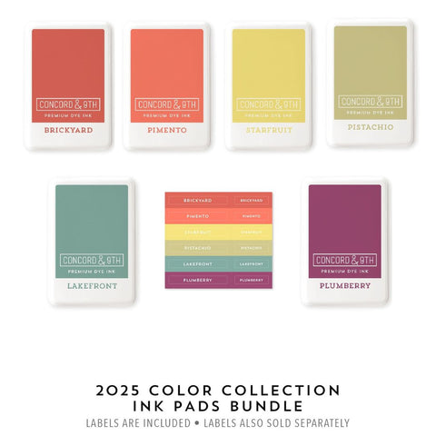 CONCORD & 9TH: Premium Dye Ink Pads & Labels | 2025 Color Collection | Bundle