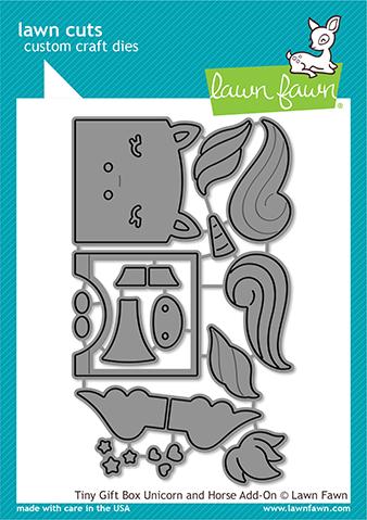 LAWN FAWN: Tiny Gift Box Unicorn & Horse Add-on | Lawn Cuts Die