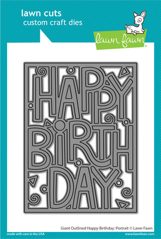 LAWN FAWN: Giant Outlined Happy Birthday | Portrait | Lawn Cuts Die